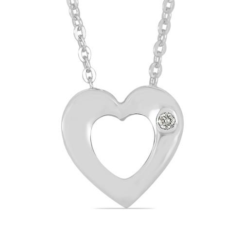 BUY 925 SILVER  WHITE DIAMOND  DOUBLE CUT GEMSTONE HEART PENDANT